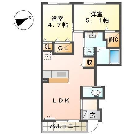 アルヴィータ(2LDK/1階)の間取り写真