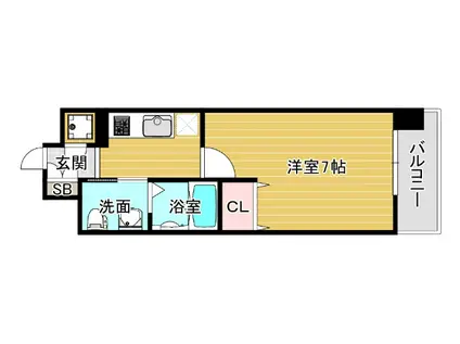 エスリード弁天町パークプレイス(1K/2階)の間取り写真