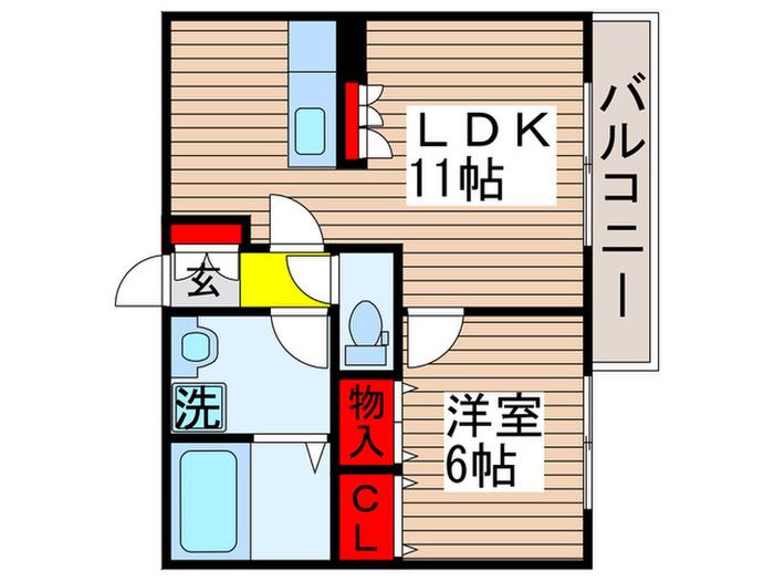 メゾンヴェール徳住(1LDK/2階)の間取り写真