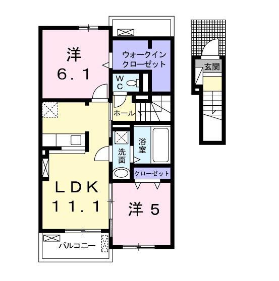 ロックリバー2号館(2LDK/2階)の間取り写真