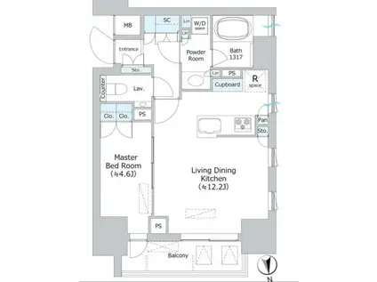 パークホームズ本郷三丁目(1LDK/5階)の間取り写真