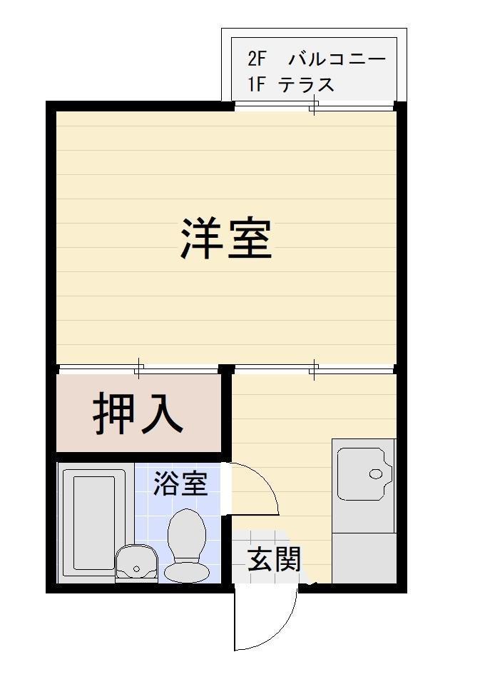 メゾン湊山(1K/2階)の間取り写真