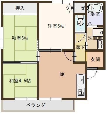 コーポGENIII(3DK/1階)の間取り写真
