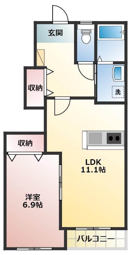 ＪＲ東海道本線 二川駅 徒歩14分 2階建 築11年(1LDK/1階)の間取り写真