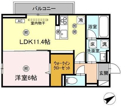 VIEORNER(1LDK/1階)の間取り写真