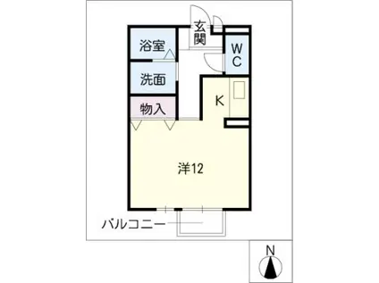 美邦ハイツ パートVI(ワンルーム/2階)の間取り写真