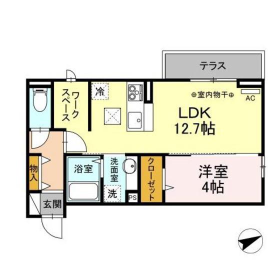 D-ROOM住吉 B(1LDK/1階)の間取り写真