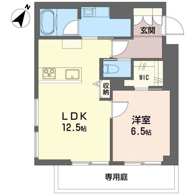 エルシエル(1LDK/1階)の間取り写真