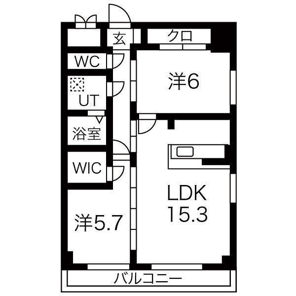 GRANDUKE丸田町(2LDK/6階)の間取り写真