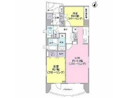 クレッセント麻布ビュータワー(2LDK/3階)の間取り写真