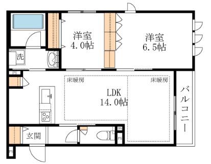 木月4丁目メゾン(2LDK/2階)の間取り写真