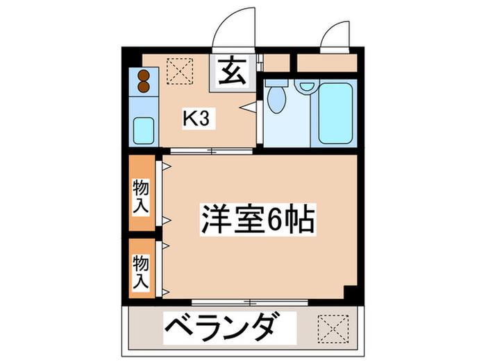 三ツ木コーポ富士見台(1K/1階)の間取り写真