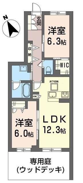 ティエンポ フェリズ I(2LDK/1階)の間取り写真