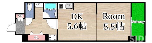 ワイズシャトー京橋(1DK/9階)の間取り写真