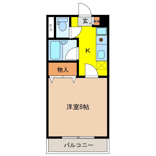 プライムハイツR・K(1K/2階)の間取り写真