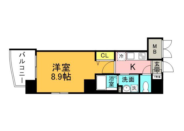 GRACECOURT上八丁堀(1K/7階)の間取り写真