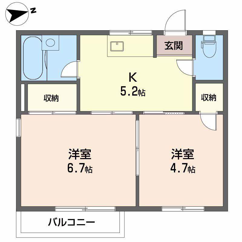コーポサンライズ(2K/2階)の間取り写真
