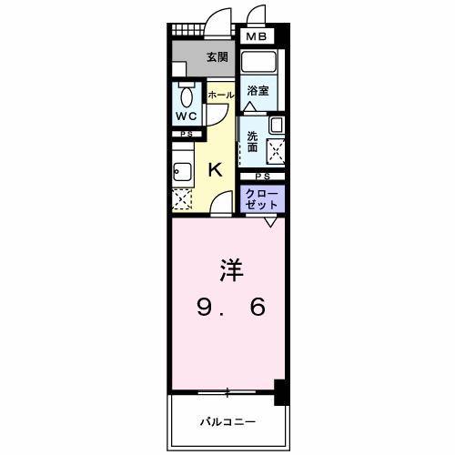 桜並木パ-クマンション(1K/3階)の間取り写真