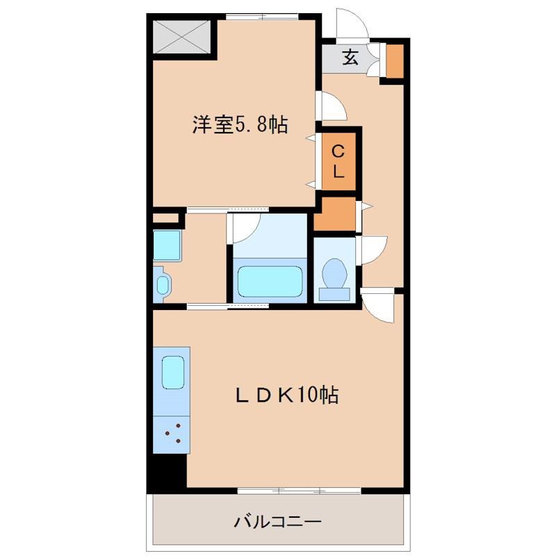 アウローラ武庫之荘(1LDK/4階)の間取り写真