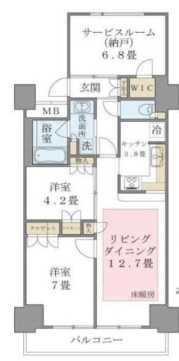 ブリリアイスト東雲キャナルコート(3LDK/9階)の間取り写真