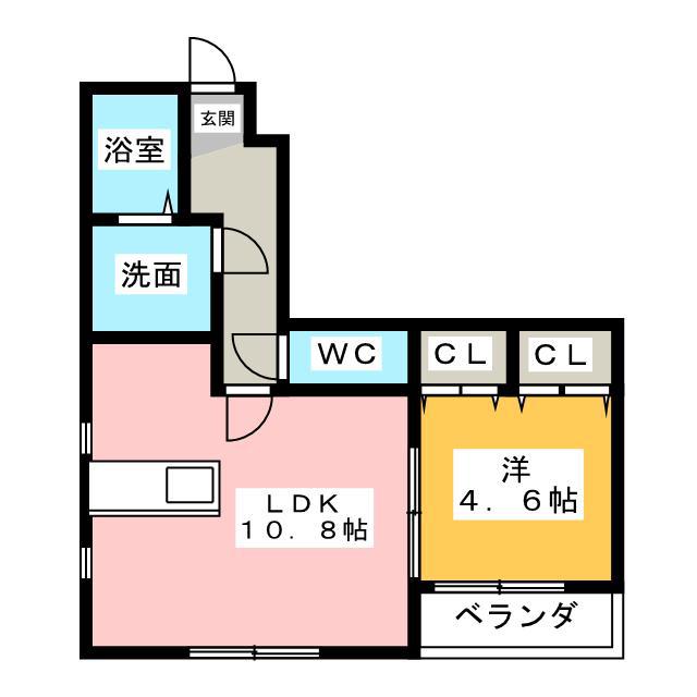ベレッツァ大工町(1LDK/2階)の間取り写真