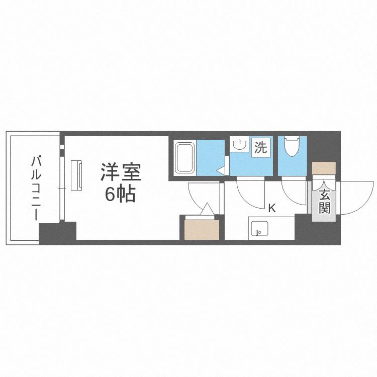 エスリード弁天町クレール(1K/7階)の間取り写真
