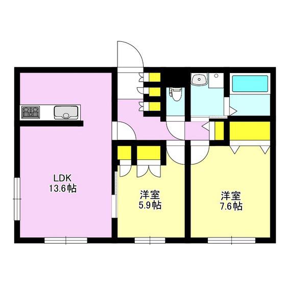 ウエスト・ヴィレッジ(2LDK/2階)の間取り写真