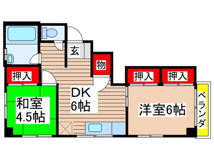 田口アパート(2DK/2階)の間取り写真