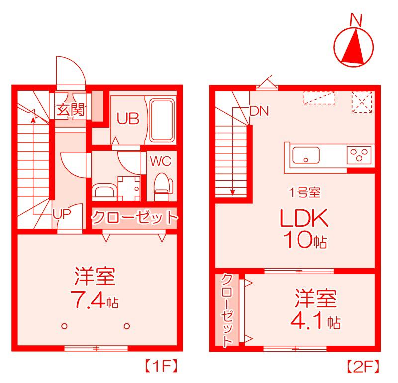 GRAND REVE B棟(2LDK/1階)の間取り写真