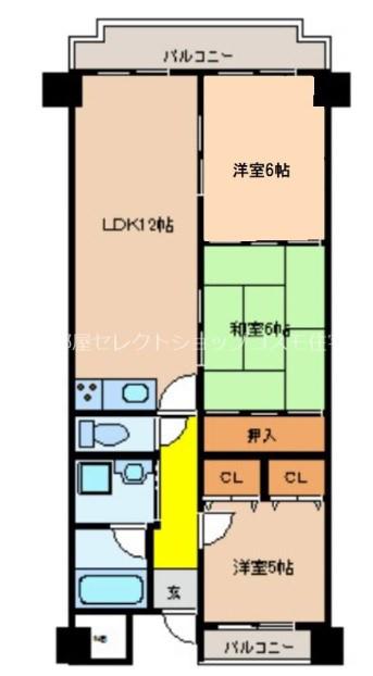 ラルゴ久宝寺(3LDK/4階)の間取り写真