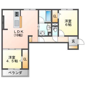 ドエルエミネンス達(2LDK/2階)の間取り写真