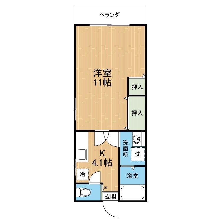 セリシール下南部(1K/2階)の間取り写真