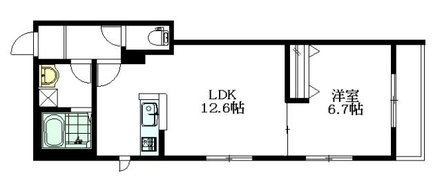 PATIO梅丘(1LDK/1階)の間取り写真
