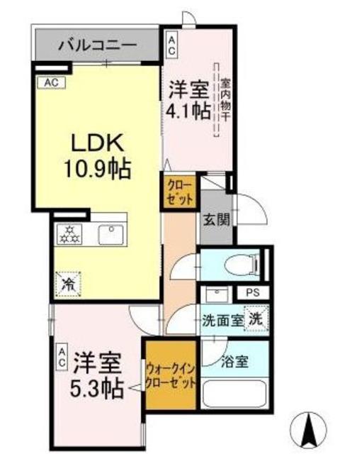 セレスティア上北沢(2LDK/3階)の間取り写真