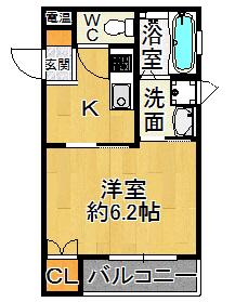 カーサ ラルーチェ(1K/3階)の間取り写真