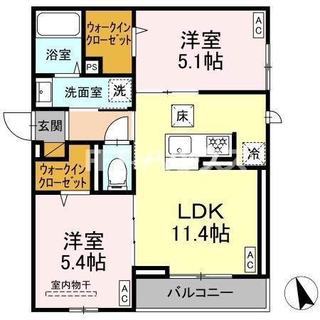 前原東2丁目PJ(2LDK/1階)の間取り写真