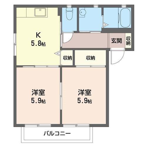 パストラルⅡ(2K/1階)の間取り写真