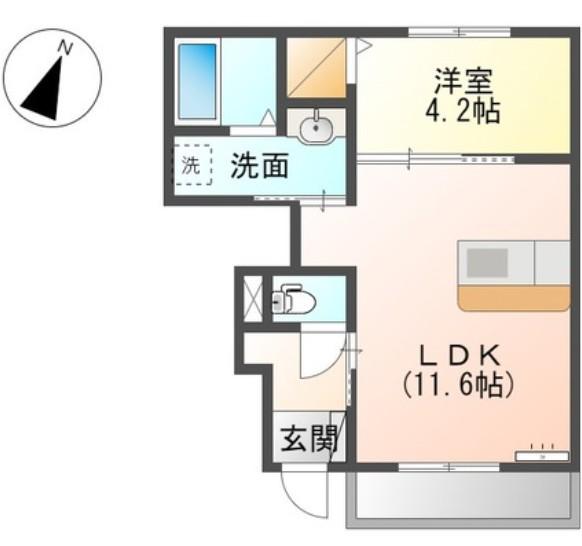 エクロール(1LDK/1階)の間取り写真