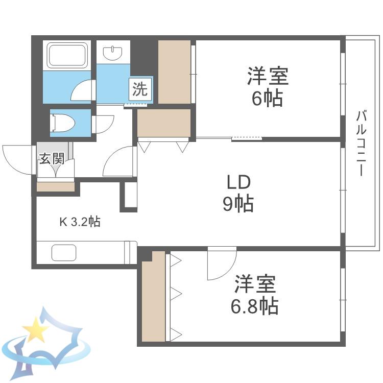 山鼻コンパウンド(2LDK/3階)の間取り写真