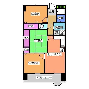 メゾンリーガル48(3LDK/3階)の間取り写真