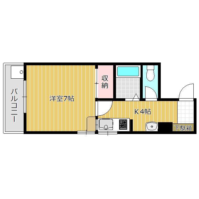 音羽ハイム(1K/4階)の間取り写真