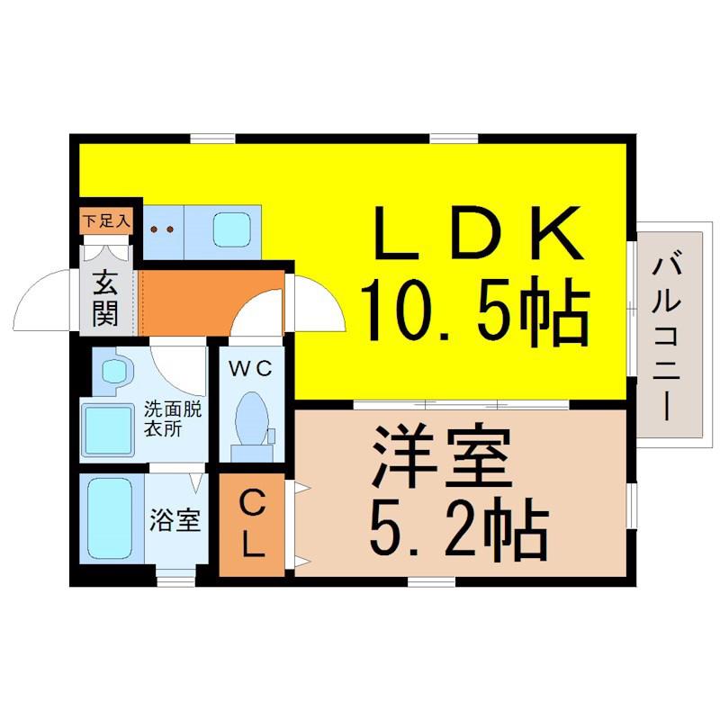 LUCE(1LDK/1階)の間取り写真