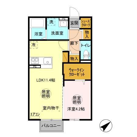 メイプル(1LDK/2階)の間取り写真