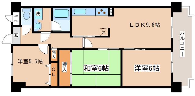 プリオーレ神戸山ノ手(3LDK/1階)の間取り写真