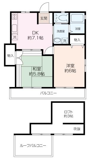 ダイヤモンドハイツ(2DK/2階)の間取り写真
