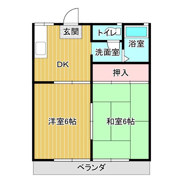 パナハイツ片山(2DK/2階)の間取り写真