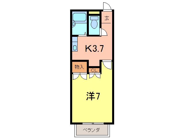 DEAR COURT A棟(1K/2階)の間取り写真