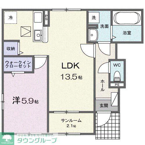 リオラ II(1LDK/1階)の間取り写真