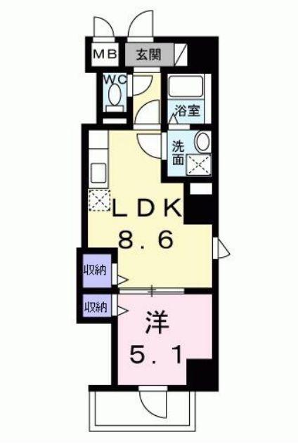 プラムツリー神楽坂(1LDK/4階)の間取り写真