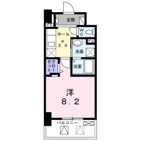 メルベージュ岸(1K/5階)の間取り写真